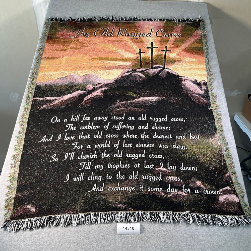 The Old Rugged Cross Religious Throw Blanket 44 x 55" Multicolor Christian Decor